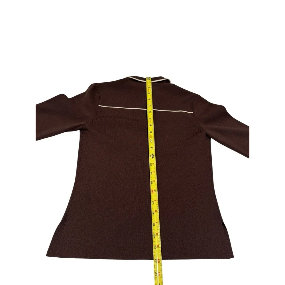 Vertigo Paris Brown Cream Knit Cardigan Skirt Set Women's S Vintage Style‎